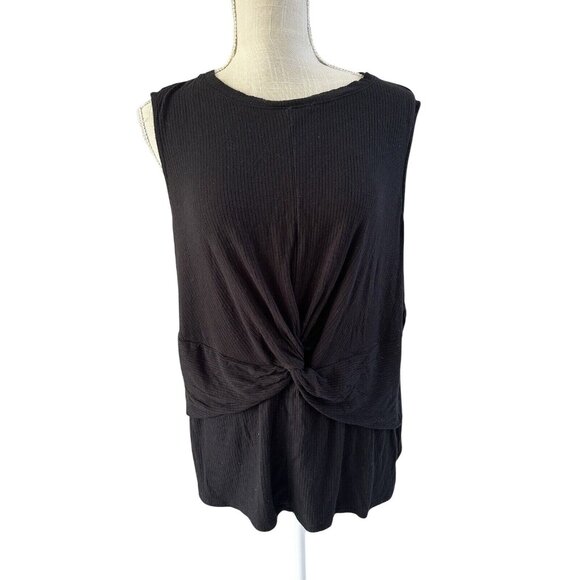 Simply Vera Vera Wang Womens Black Ribbed Sleeveless Twist Front Tank Top XXL - Picture 1 of 7